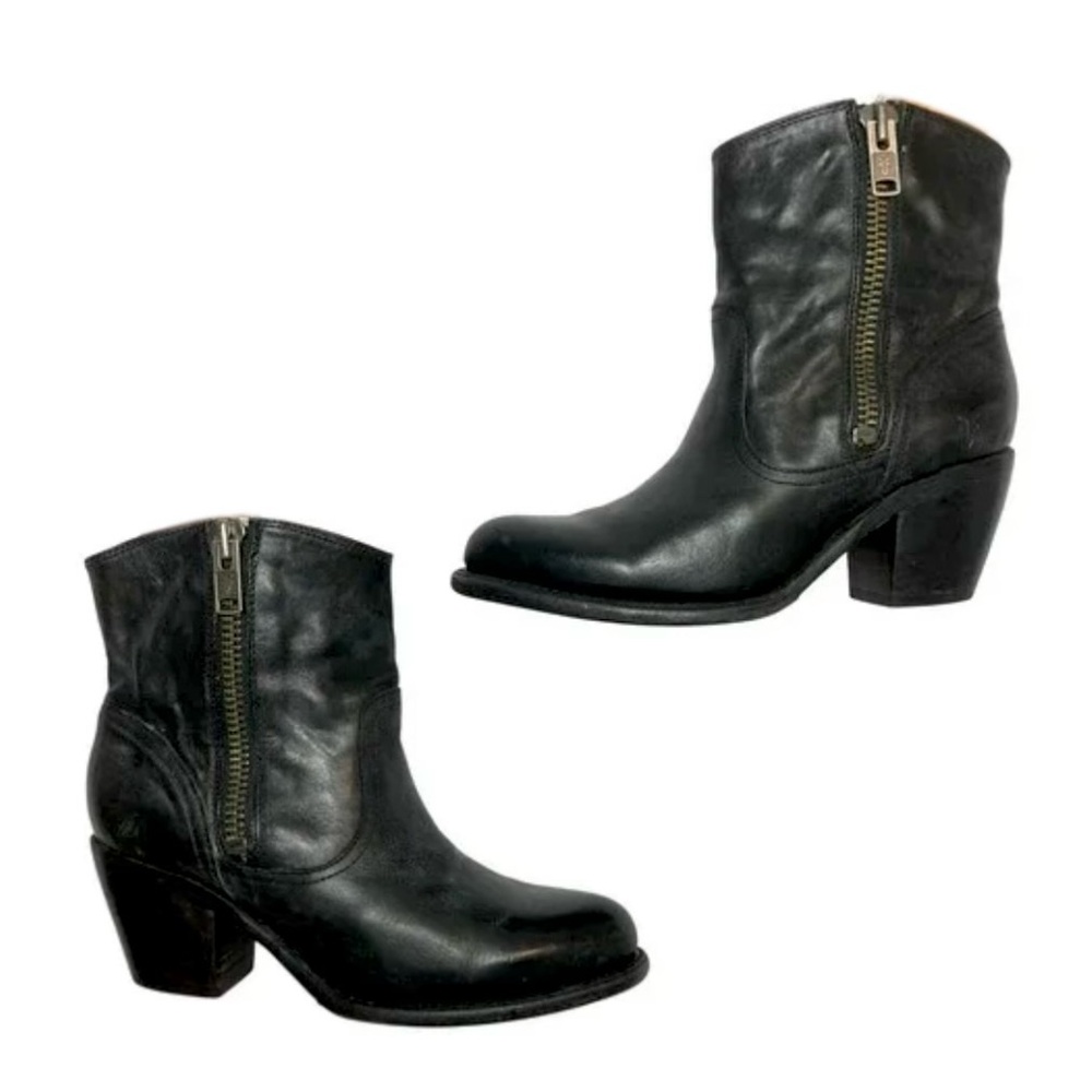 FRYE Black Leather Western Coastal Cowgirl Boots
